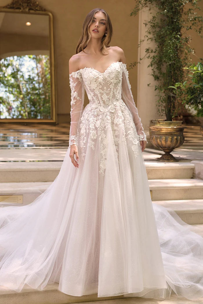 DELLILAH Floral Off-Shoulder Ball Gown Wedding Dress
