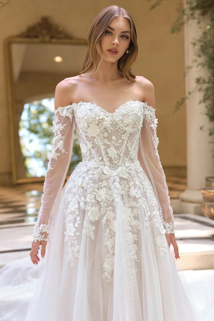 DELLILAH Floral Off-Shoulder Ball Gown Wedding Dress