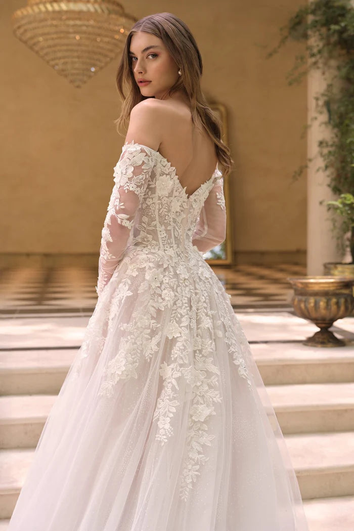 DELLILAH Floral Off-Shoulder Ball Gown Wedding Dress