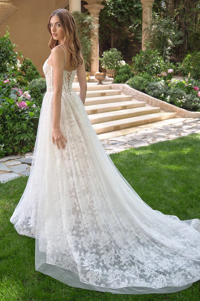STACAY Lace A-Line Wedding Dress with Pearl Straps