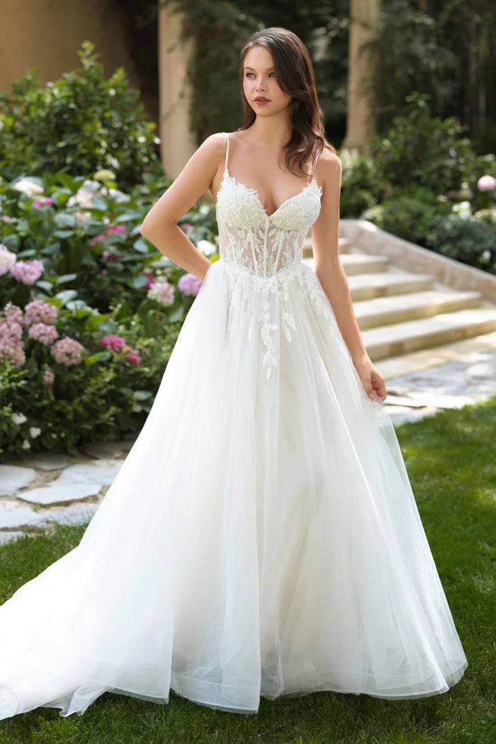 NALA Tulle A-Line Wedding Dress with Lace Corset