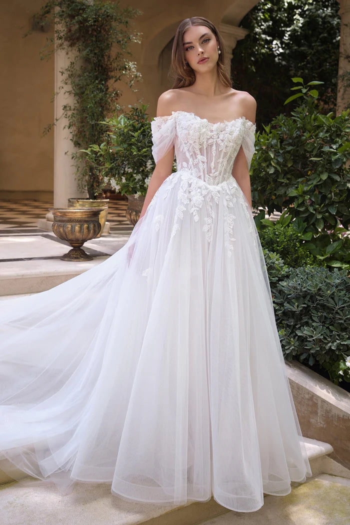 AYLEEN Off-Shoulder Floral Ball Gown Wedding Dress