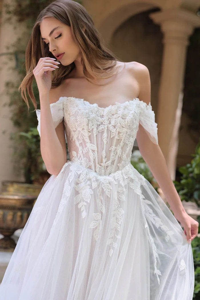 AYLEEN Off-Shoulder Floral Ball Gown Wedding Dress