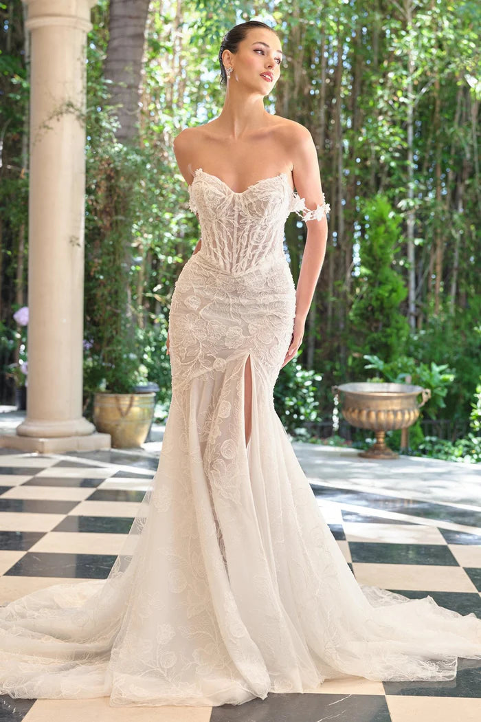DEVYAA Floral Mermaid Wedding Dress with Corset & Slit