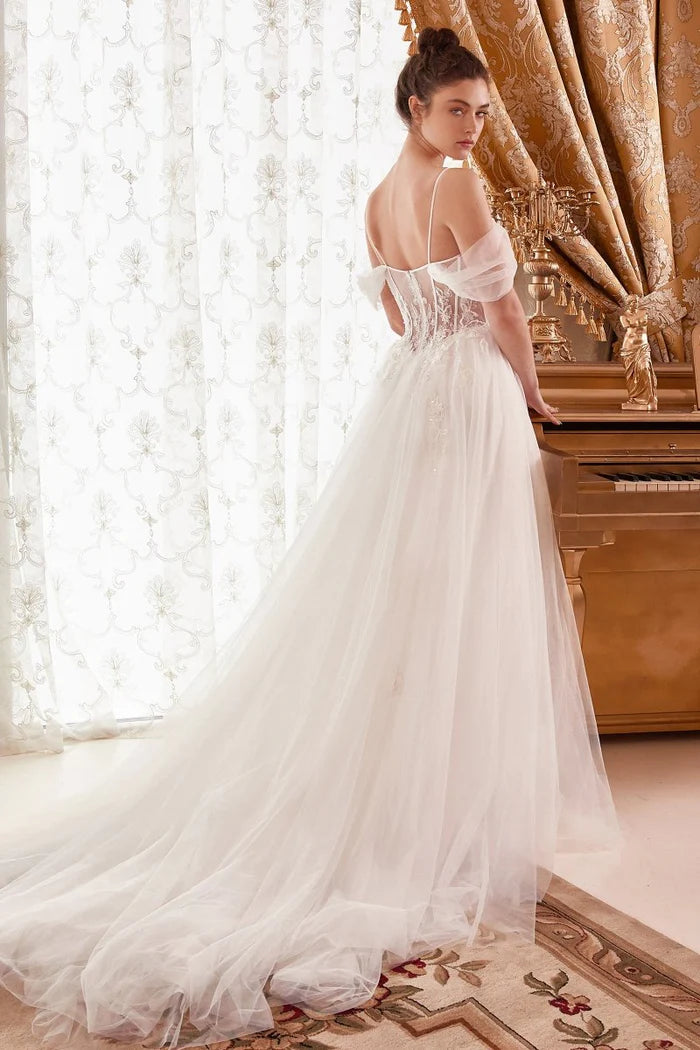 ALTHENA Floral Lace Corset Off-Shoulder Ball Gown Wedding Dress