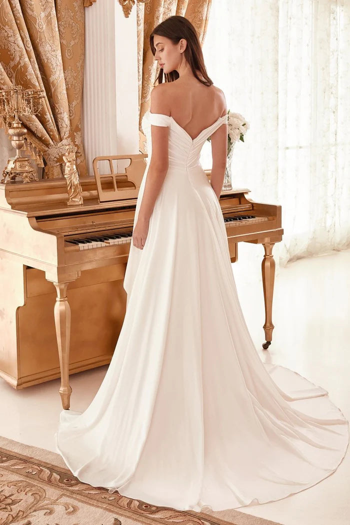 KATYA Draped Off-Shoulder Satin Overskirt Wedding Dress