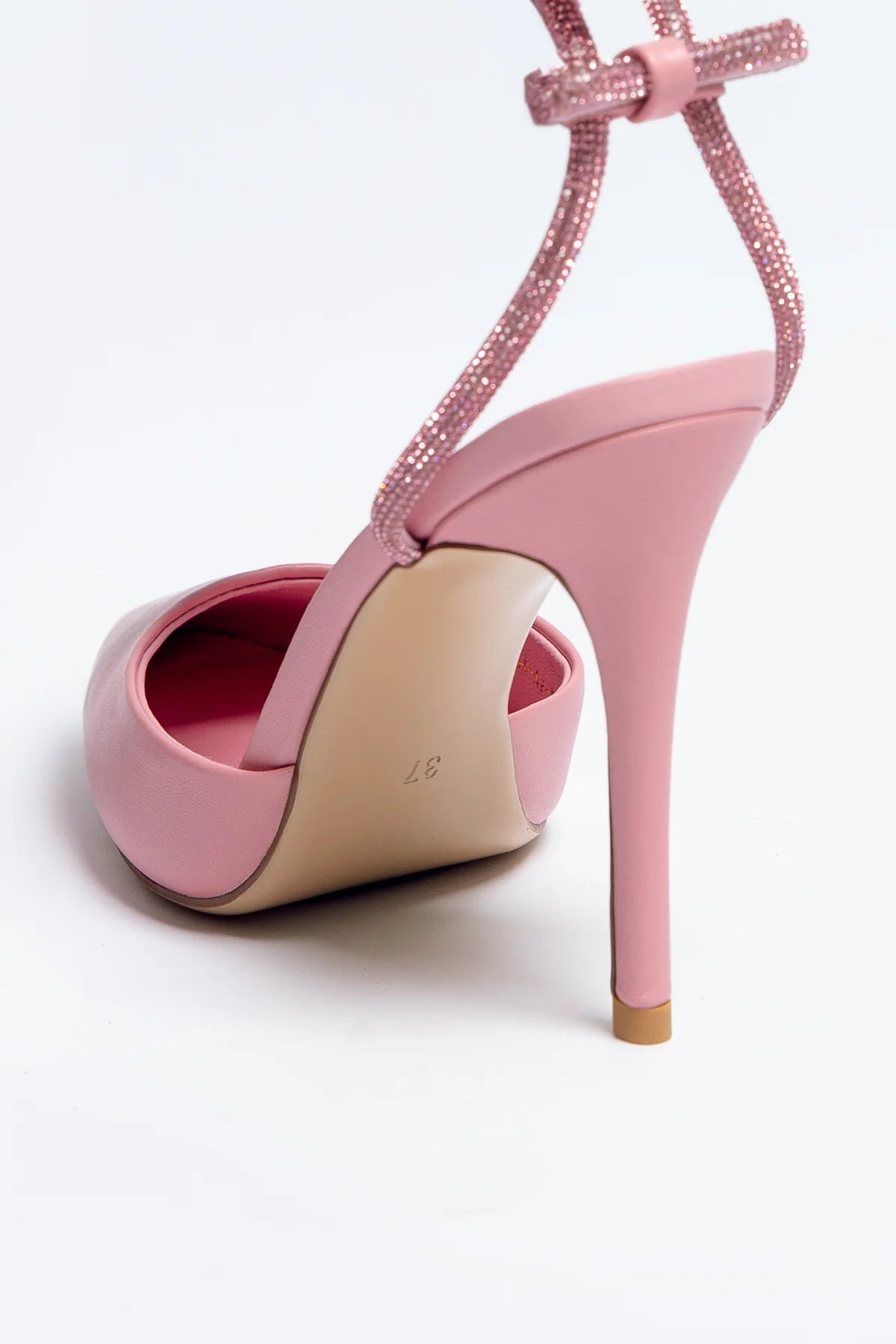 STELLA Ivory Bridal Heels with Crystal Strap & Bow Back