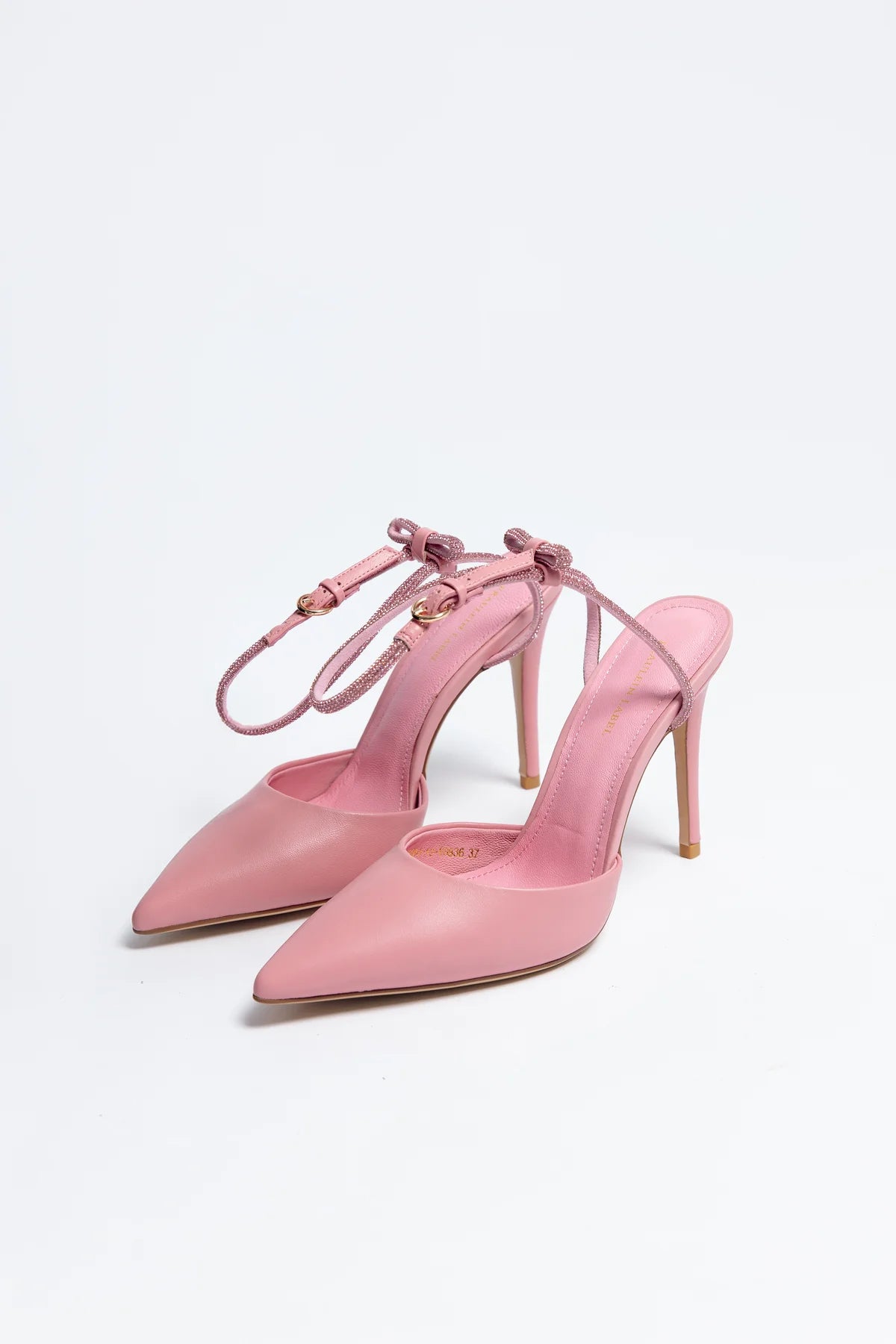 STELLA Ivory Bridal Heels with Crystal Strap & Bow Back