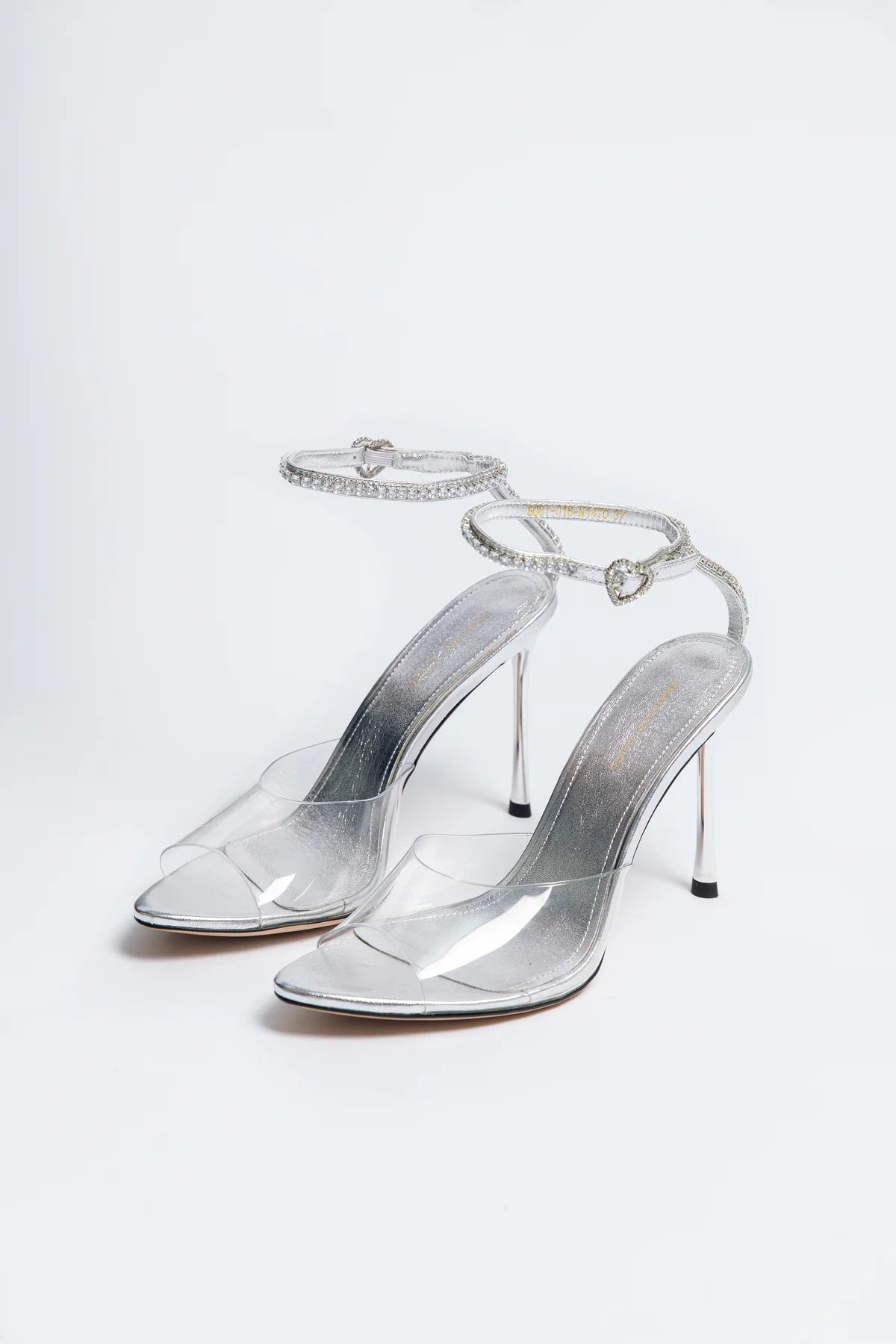 ALLURE Ivory Bridal Heels with Crystal Strap & Heart Buckle