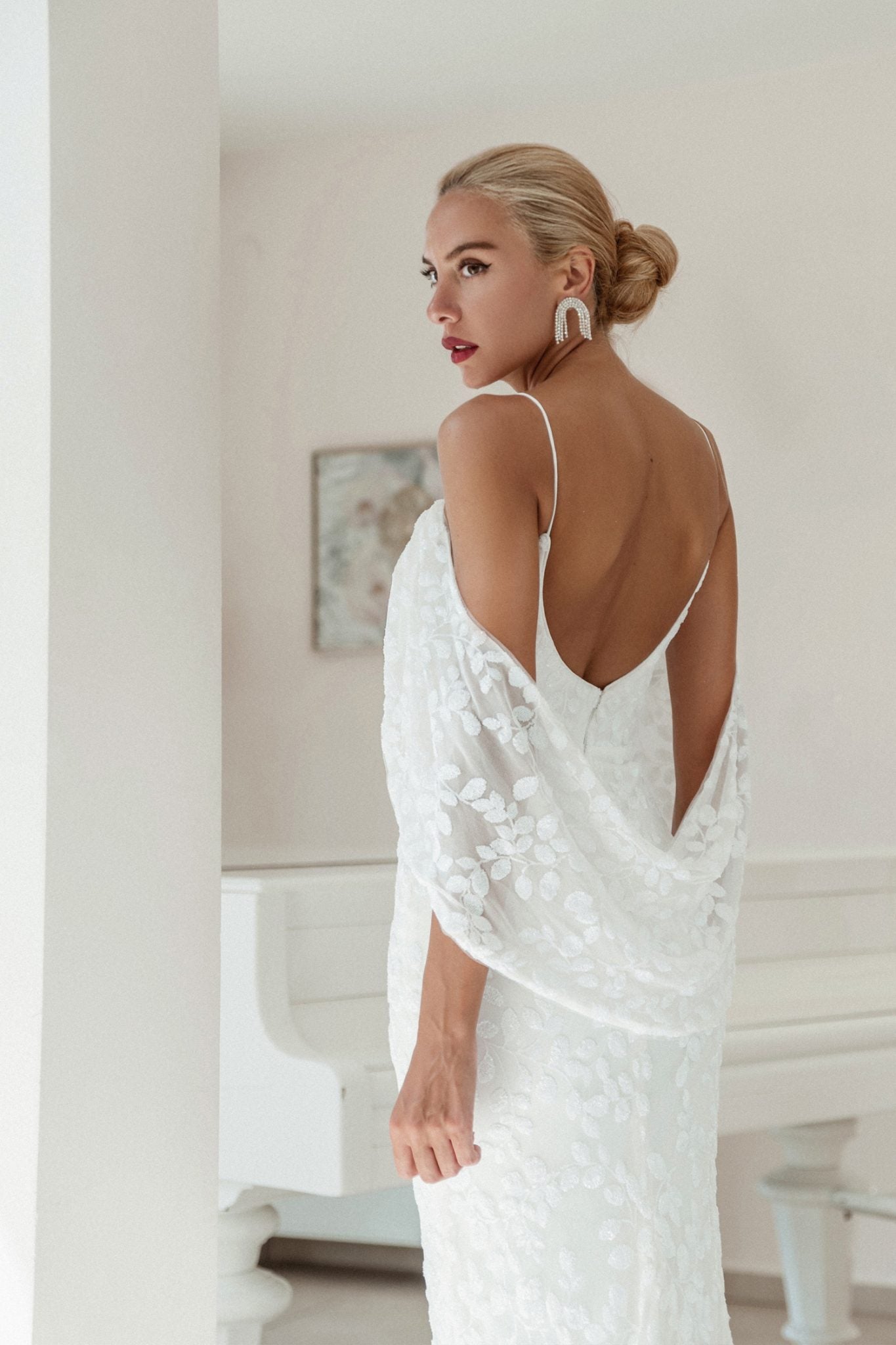 BB018 White & Nude Sequin Maxi Slip Wedding Dress
