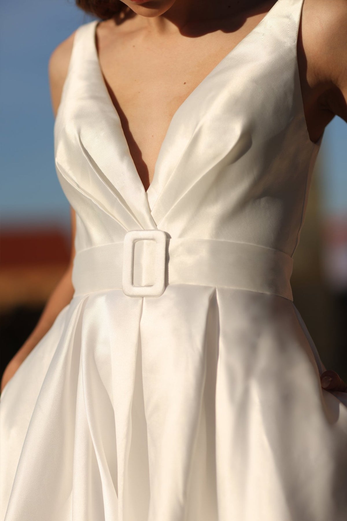 BB209W Pure White Mikado Satin Bridal Ball Gown