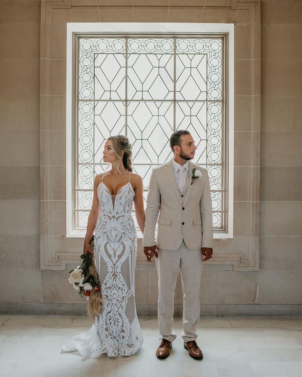 T19280 Sequin Mermaid Wedding Dress