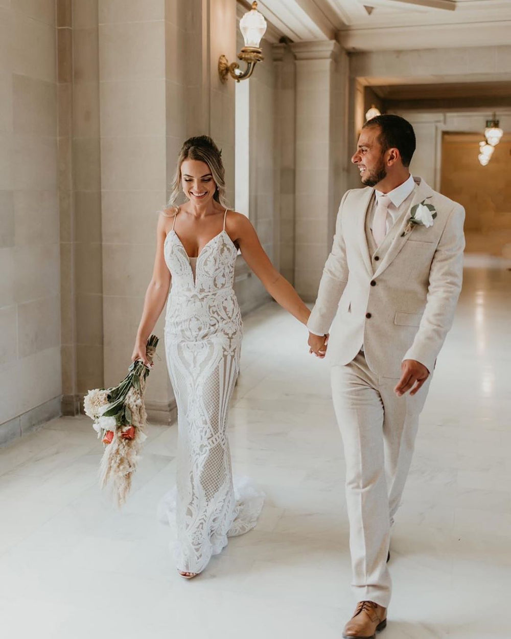 T19280 Sequin Mermaid Wedding Dress