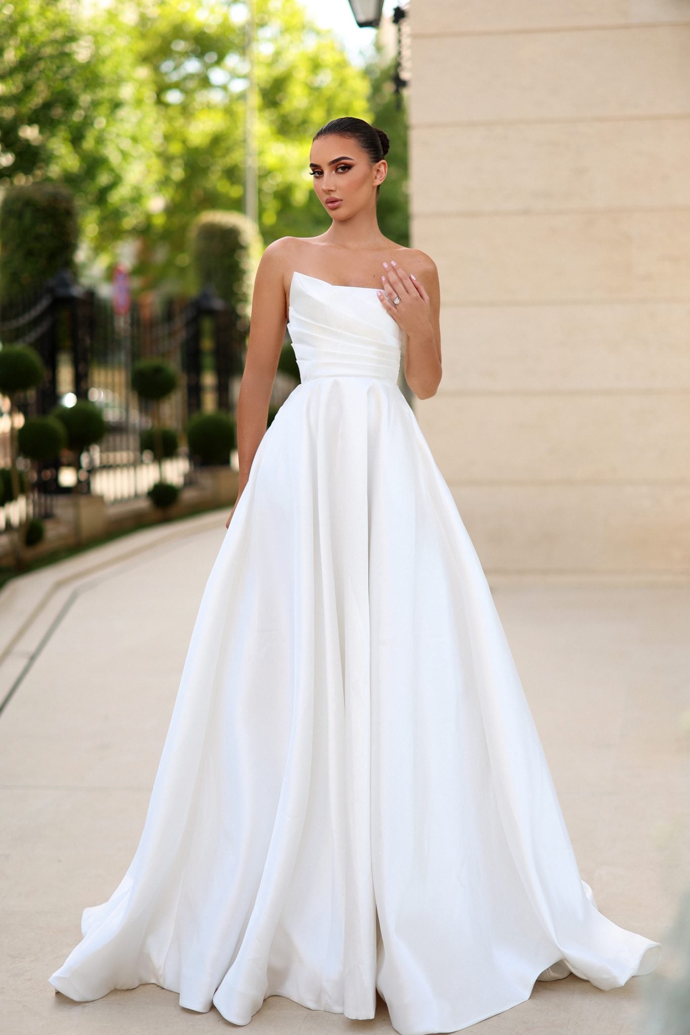 TE302 CASSANDRA Strapless Satin A-Line Wedding Dress