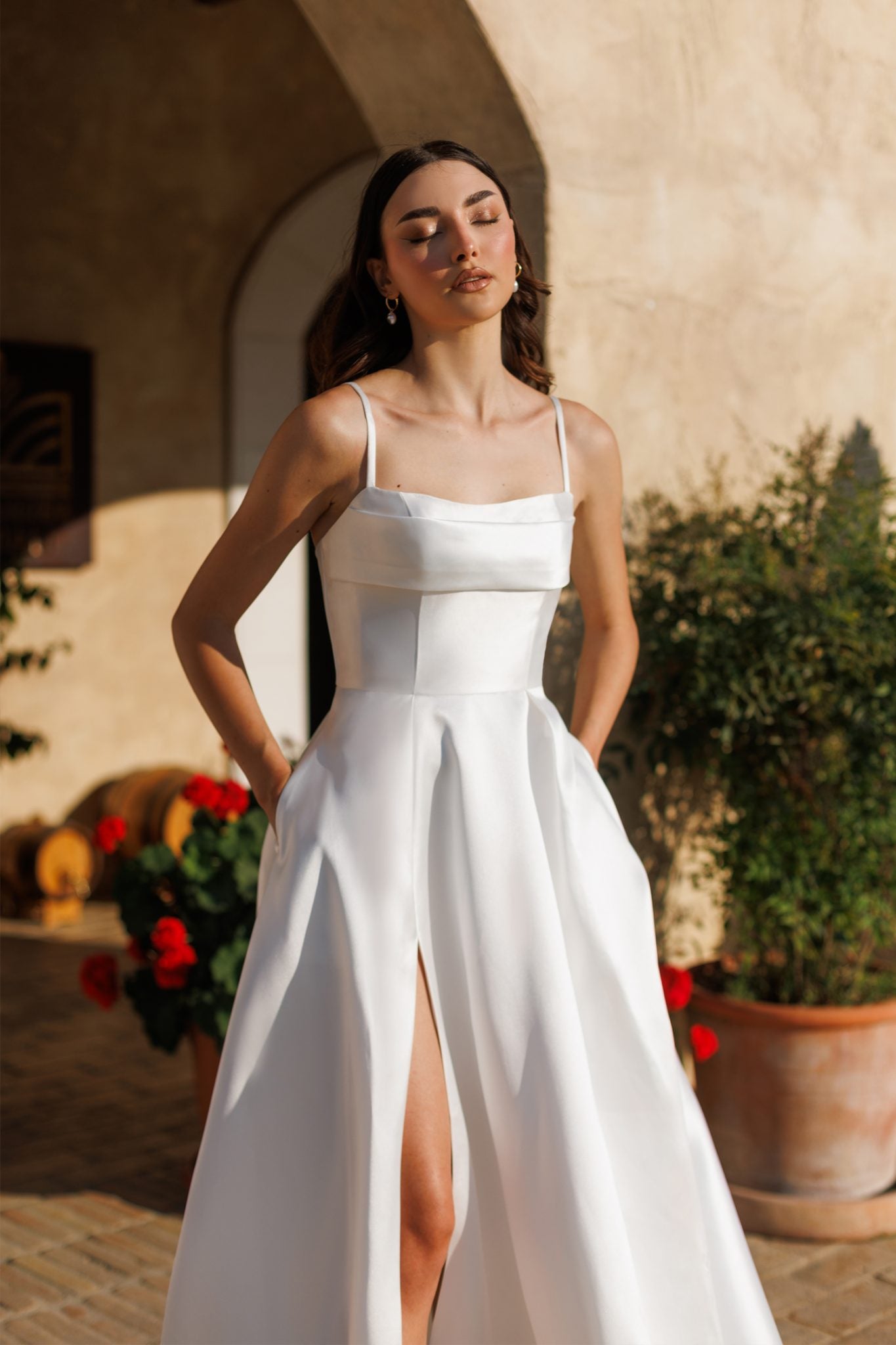 TE305 NATALIA Mikado Satin A-Line Wedding Dress
