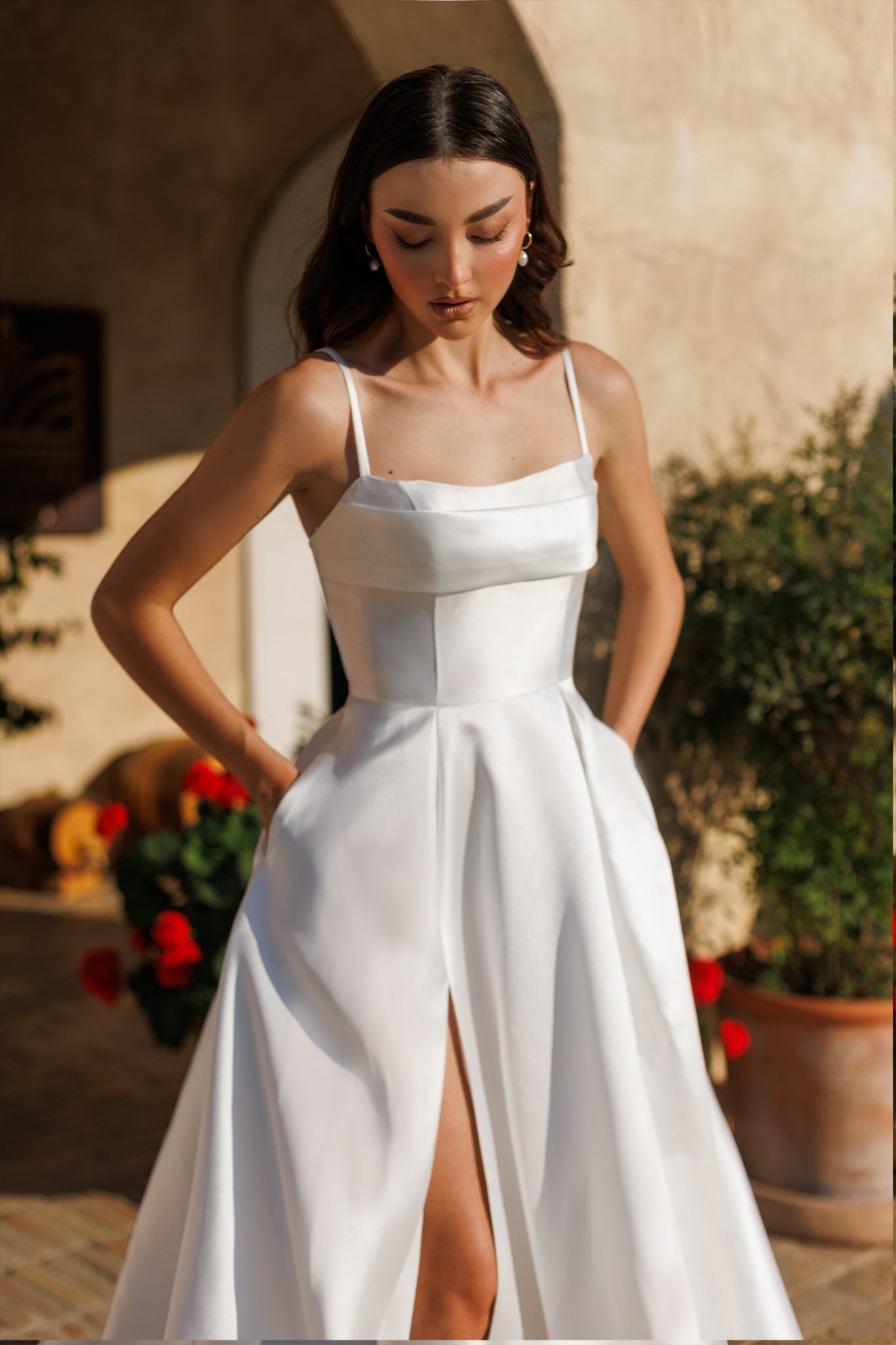 TE305 NATALIA Mikado Satin A-Line Wedding Dress