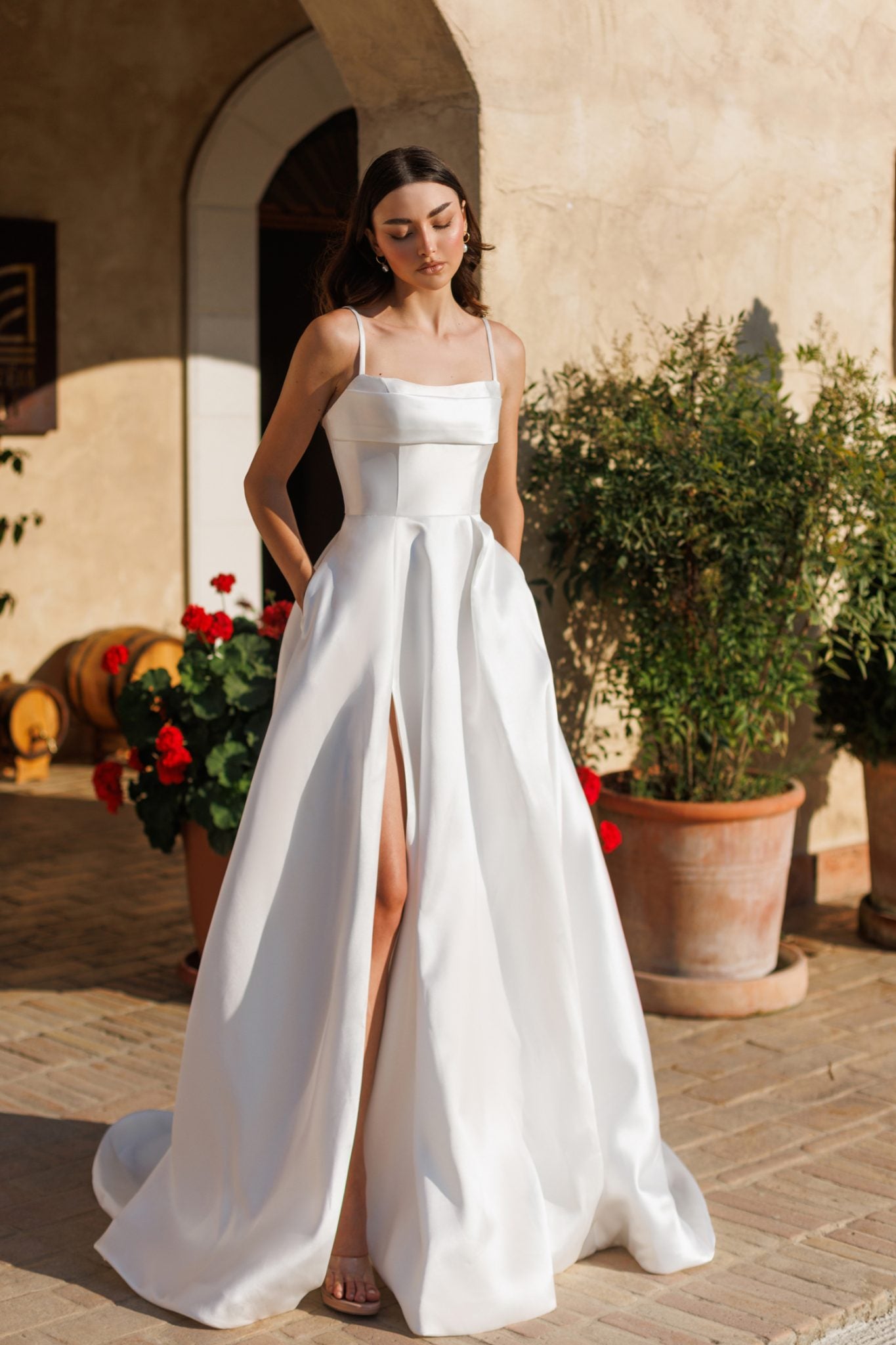 TE305 NATALIA Mikado Satin A-Line Wedding Dress