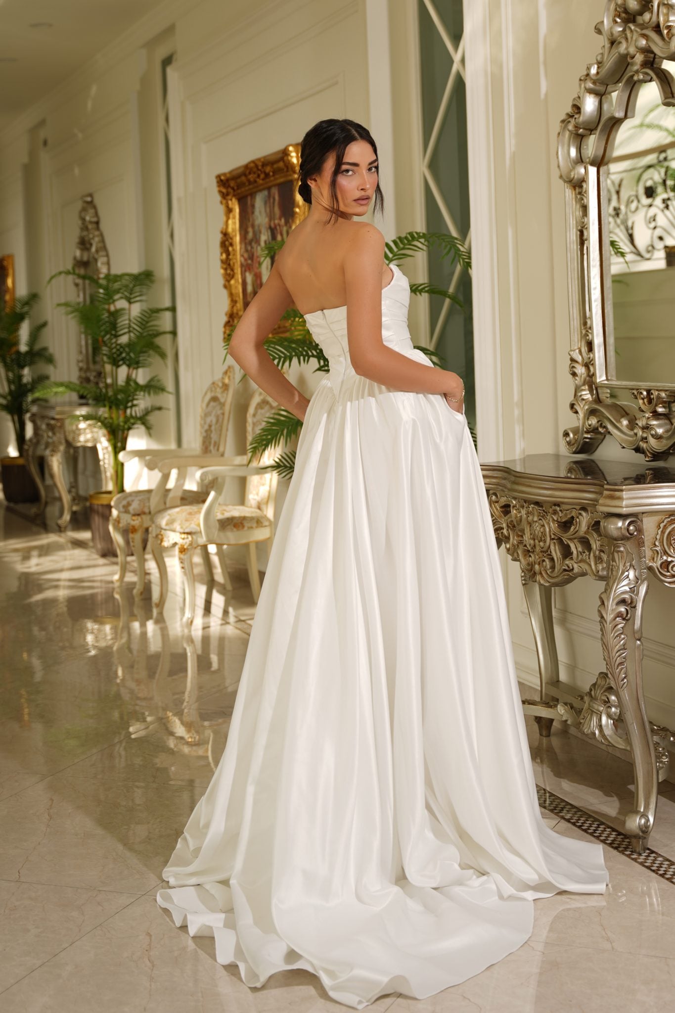Marcelline TE810 Satin Strapless A-Line Wedding Dress