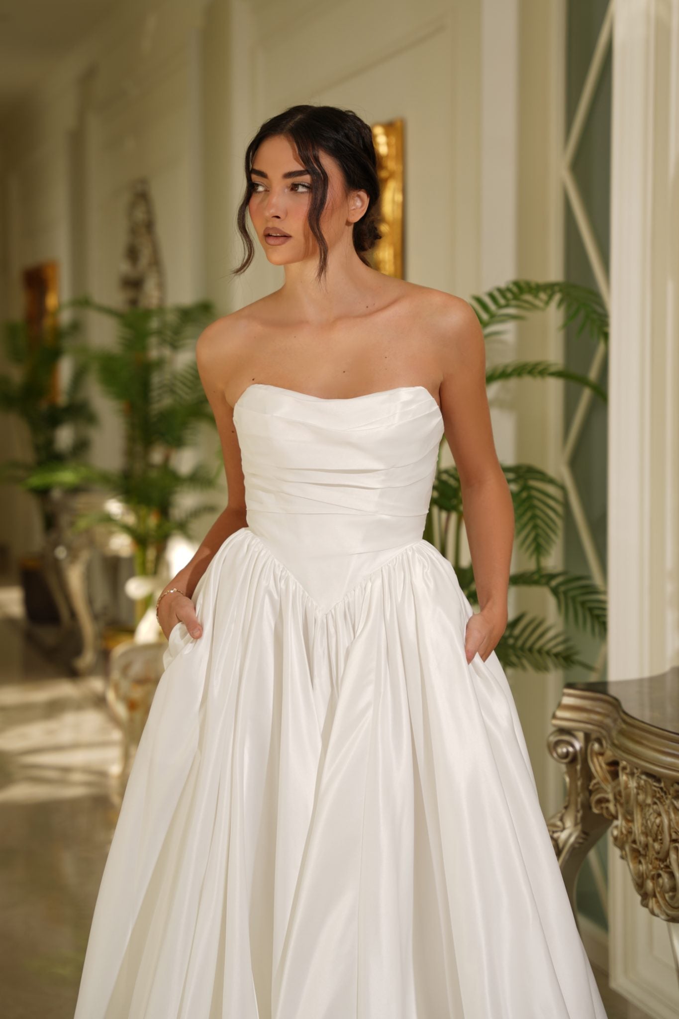 Marcelline TE810 Satin Strapless A-Line Wedding Dress