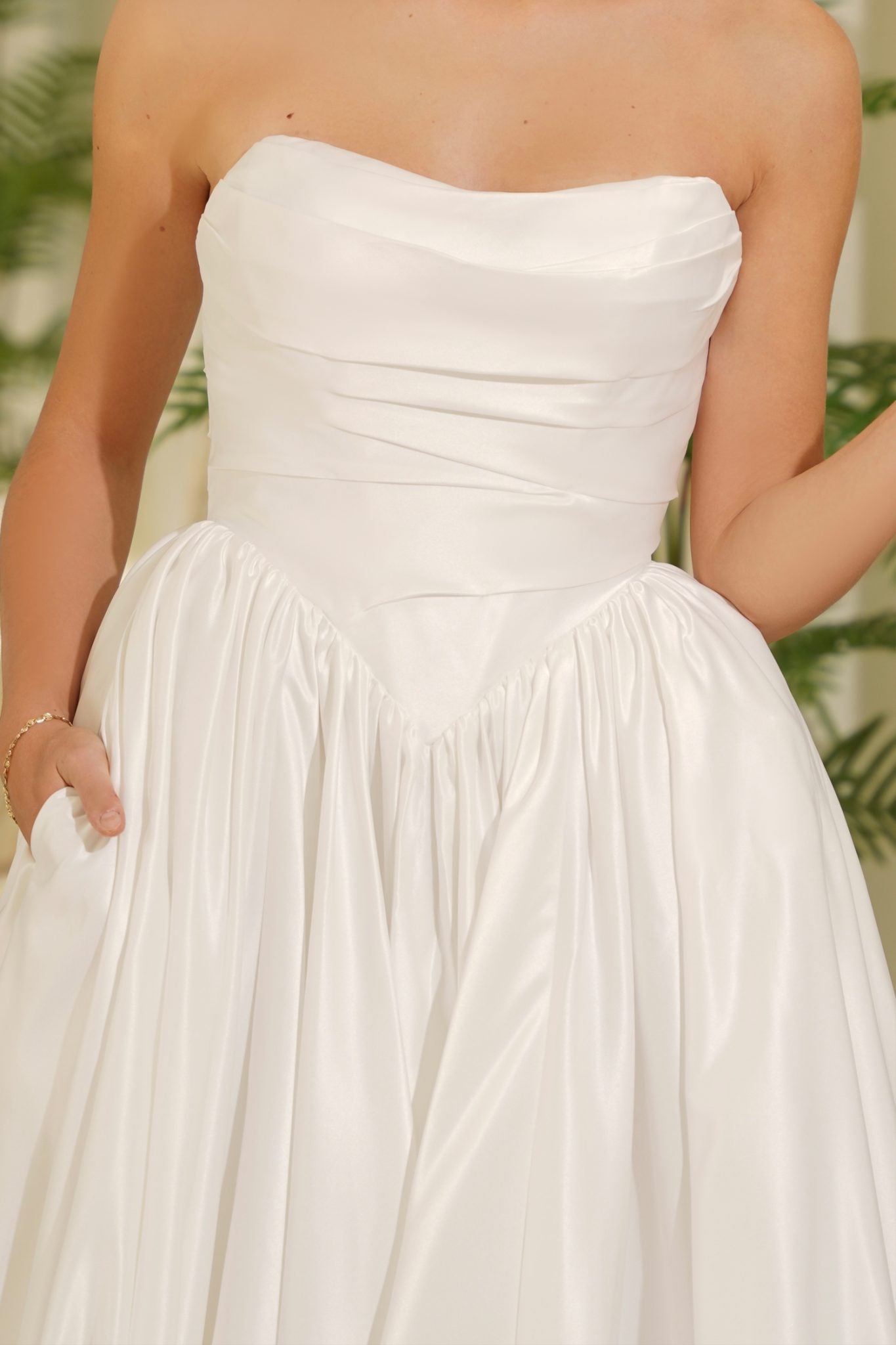 Marcelline TE810 Satin Strapless A-Line Wedding Dress