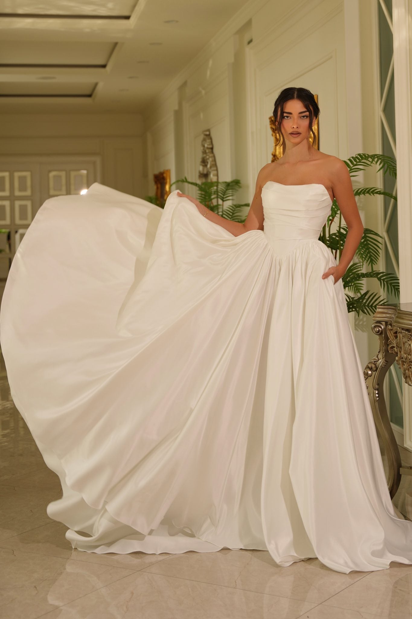 Marcelline TE810 Satin Strapless A-Line Wedding Dress