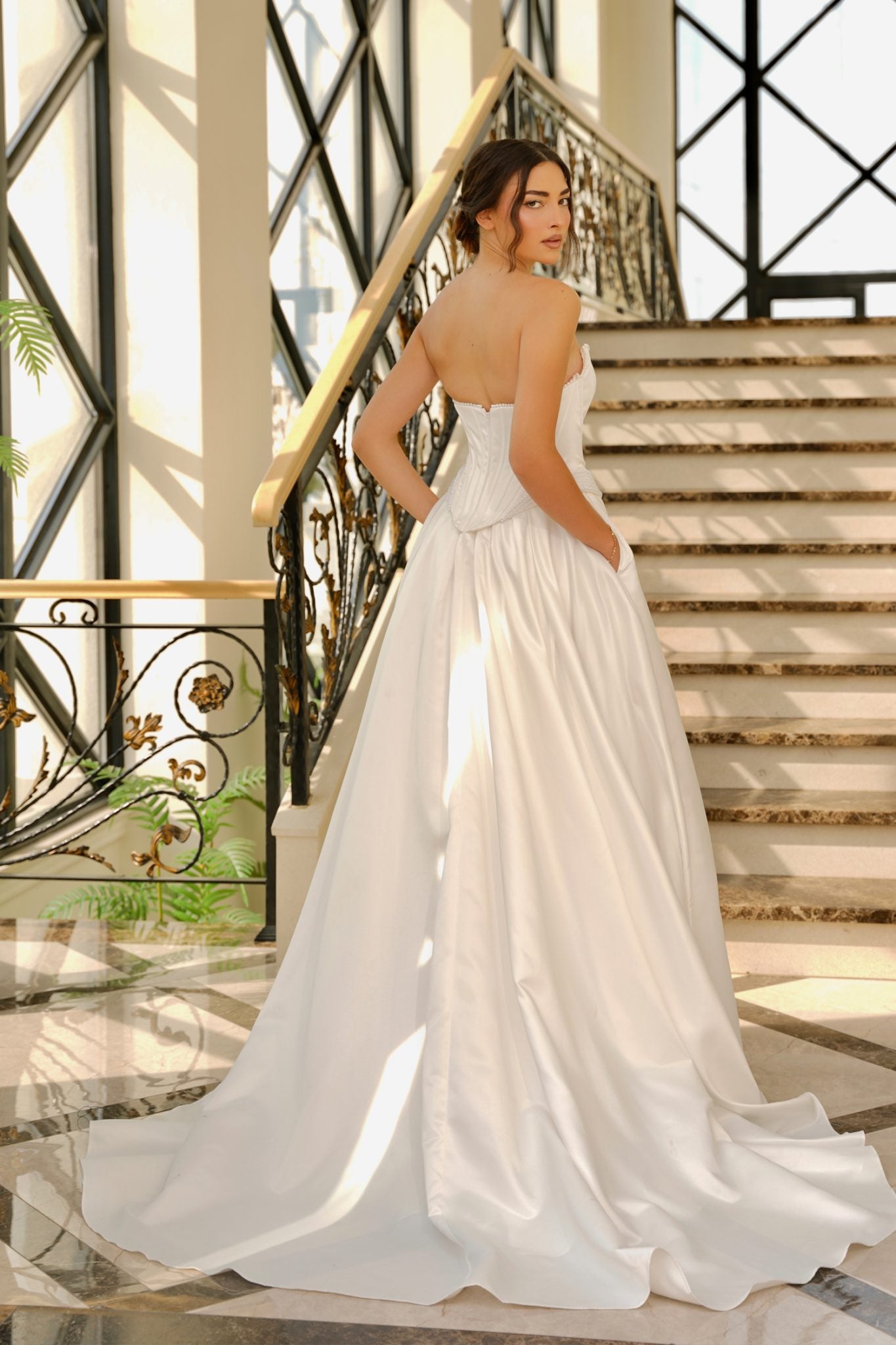 Milan TK803 Strapless Corset A-Line Wedding Dress with Slit