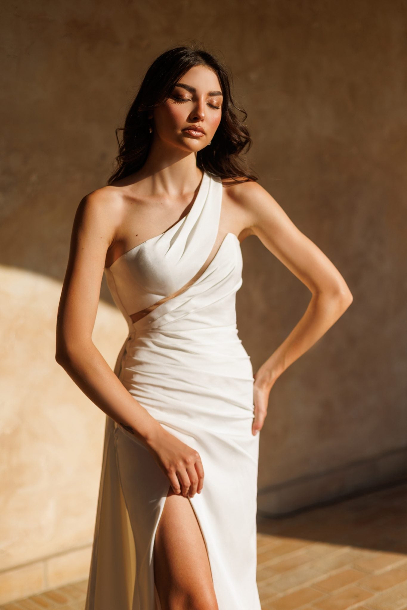 ALESSANDRA TT001W One Shoulder Silk Satin Wedding Dress