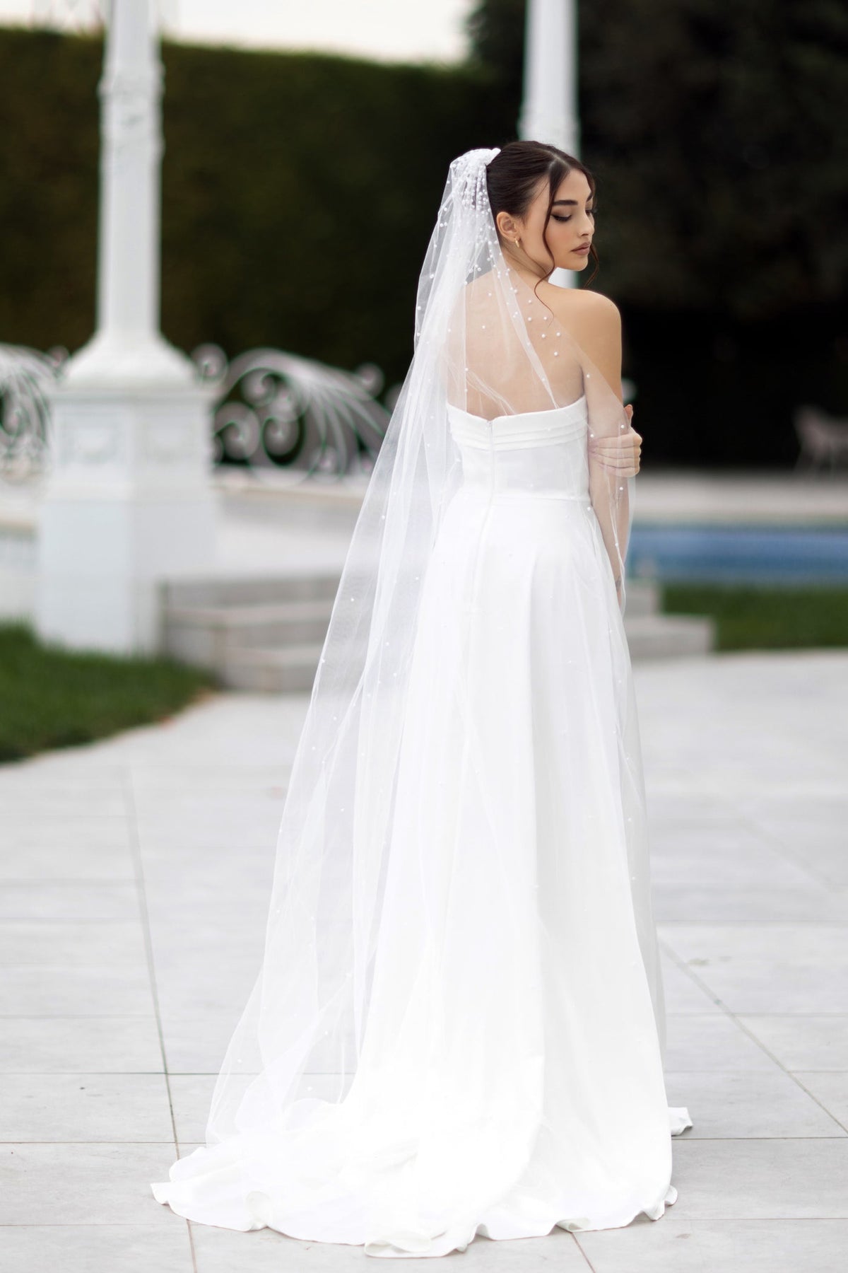 TW105 Off White Strapless Satin Ball Gown Wedding Dress