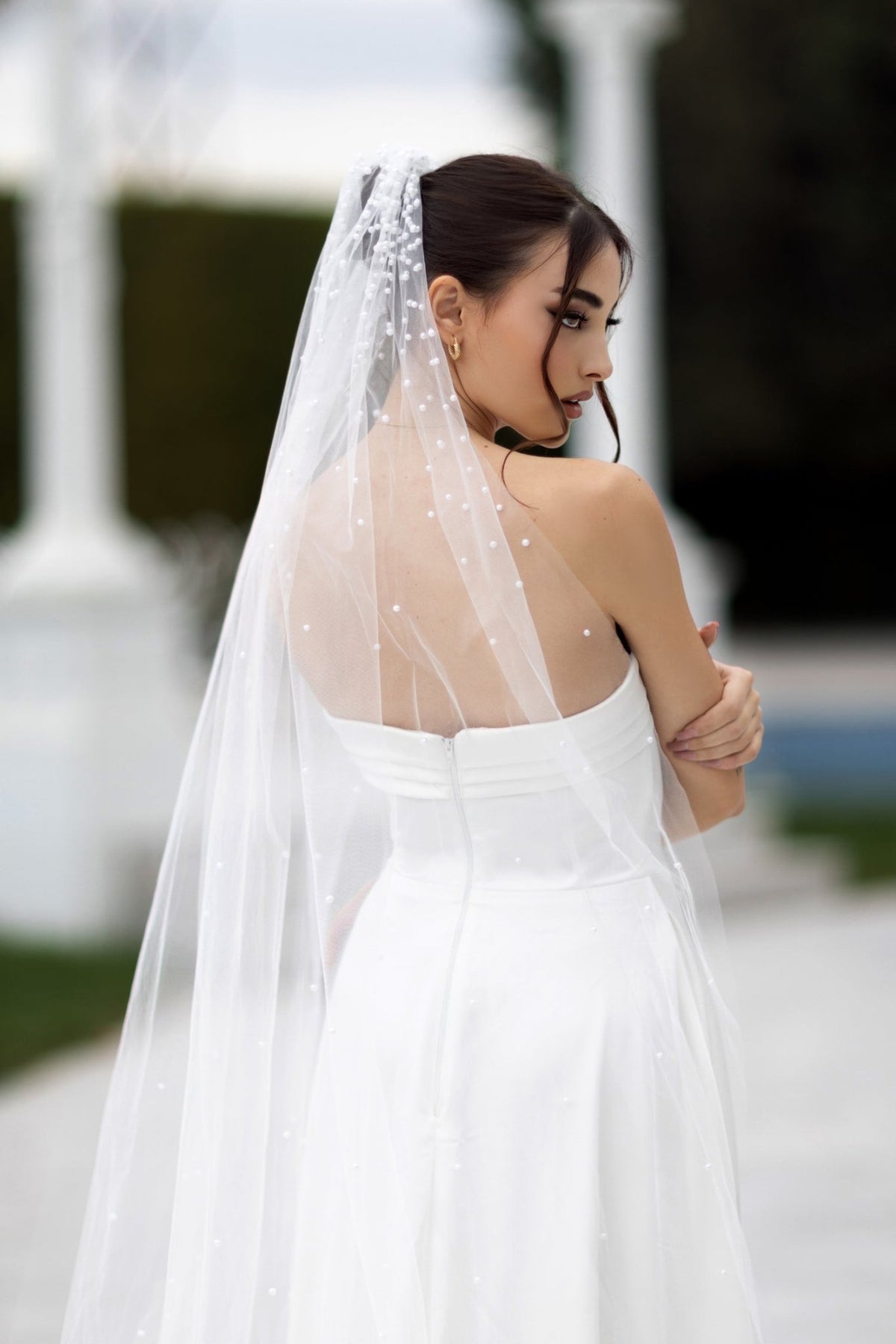 TW105 Off White Strapless Satin Ball Gown Wedding Dress