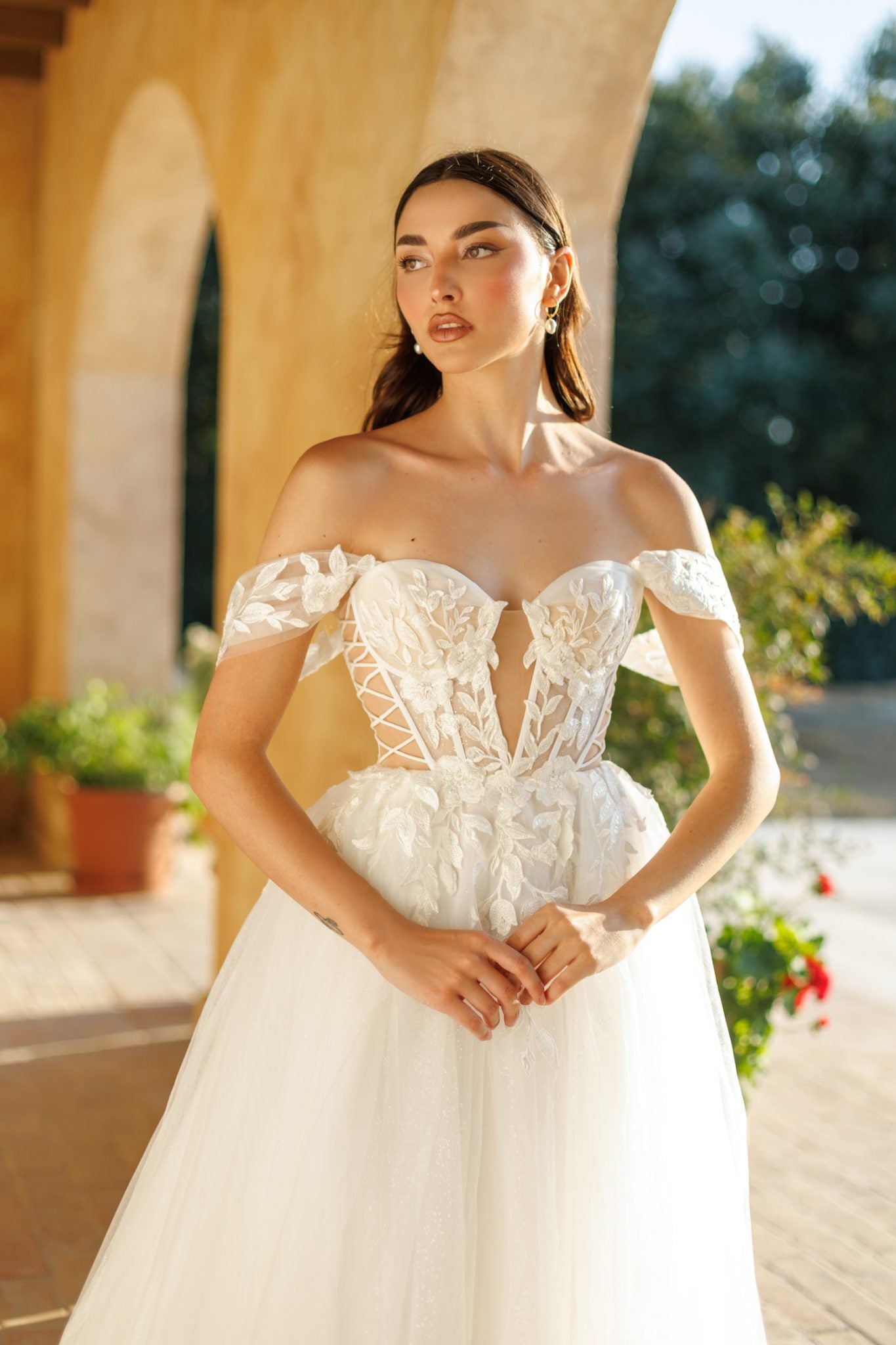 DAHLIA TW480 Off Shoulder Corset A-Line Wedding Dress