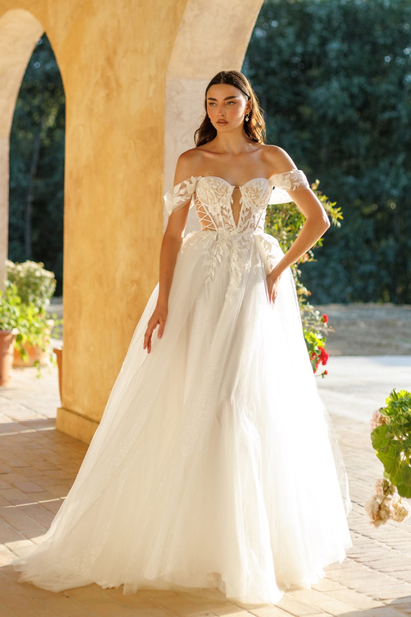 DAHLIA TW480 Off Shoulder Corset A-Line Wedding Dress