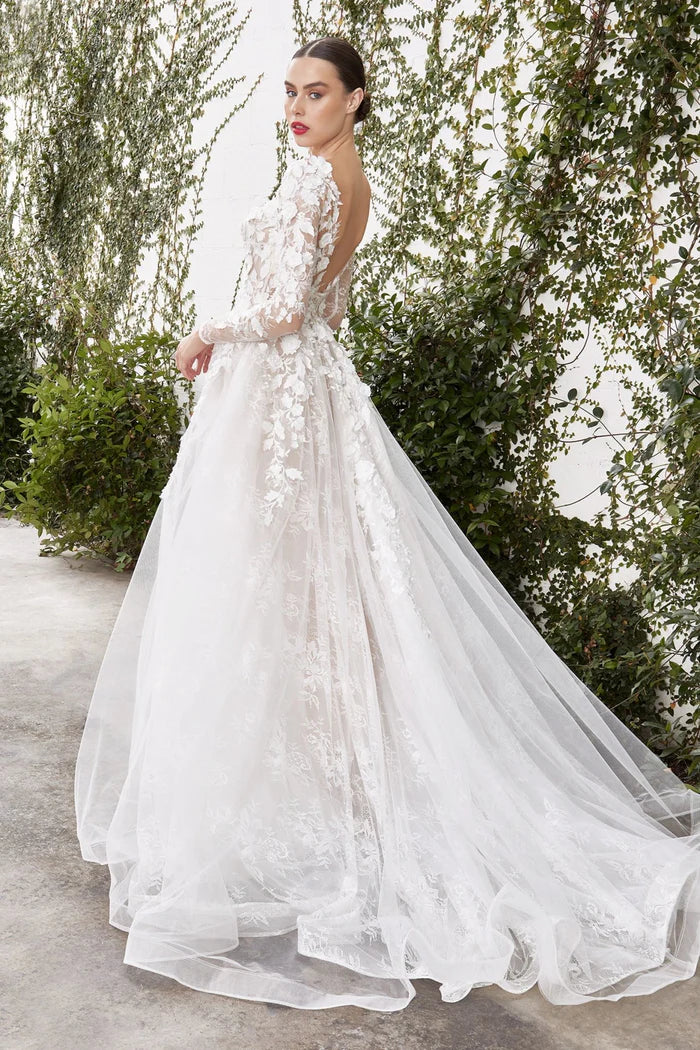 KATHRYN Curve Plunge Lace Long Sleeve A-Line Wedding Dress