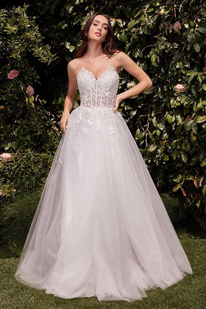 BRYDIE Strapless Lace Corset A-Line Glitter Tulle Wedding Dress