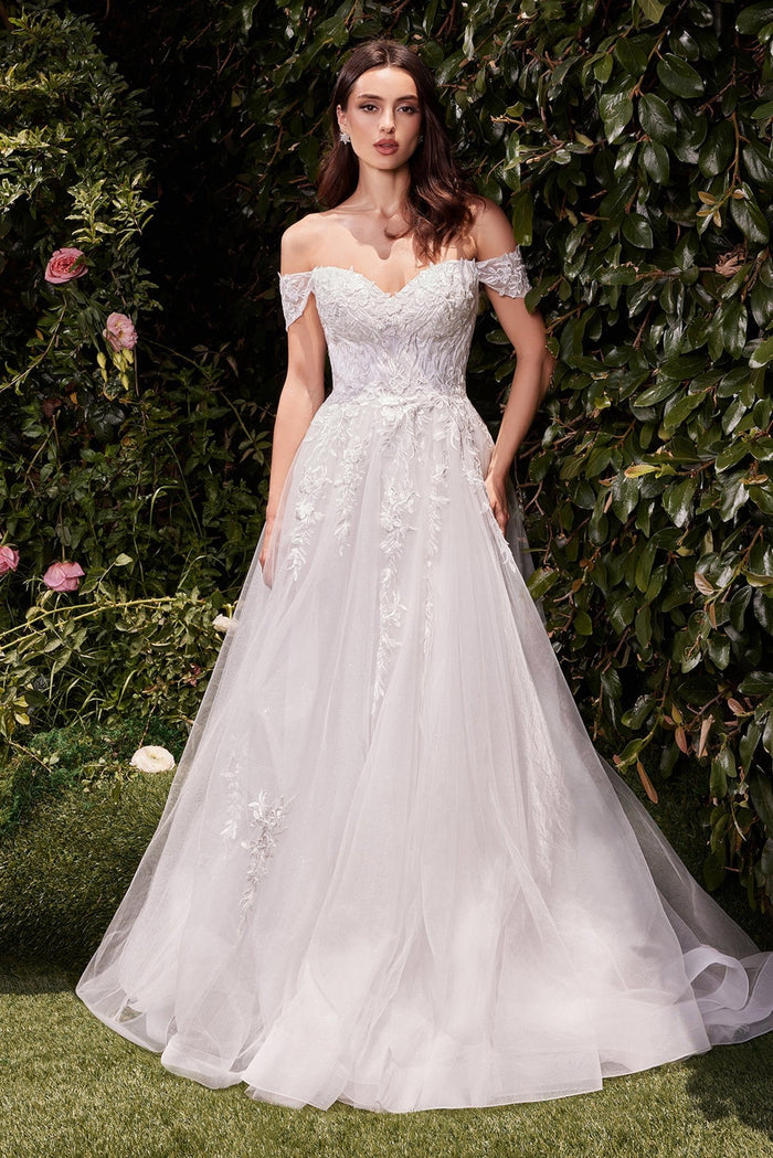 LAURIE A-Line Lace Sweetheart Off-Shoulder Wedding Dress