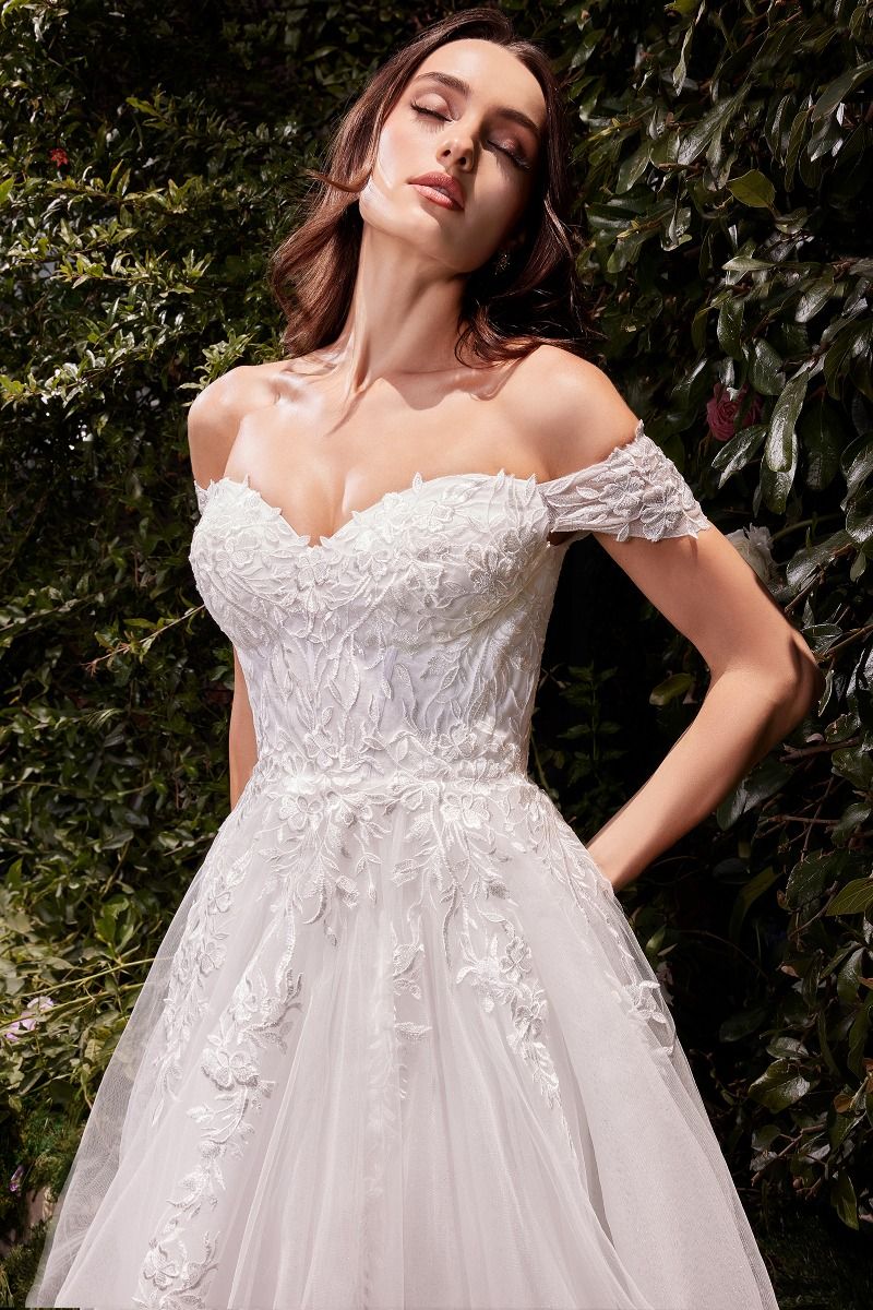 LAURIE A-Line Lace Sweetheart Off-Shoulder Wedding Dress