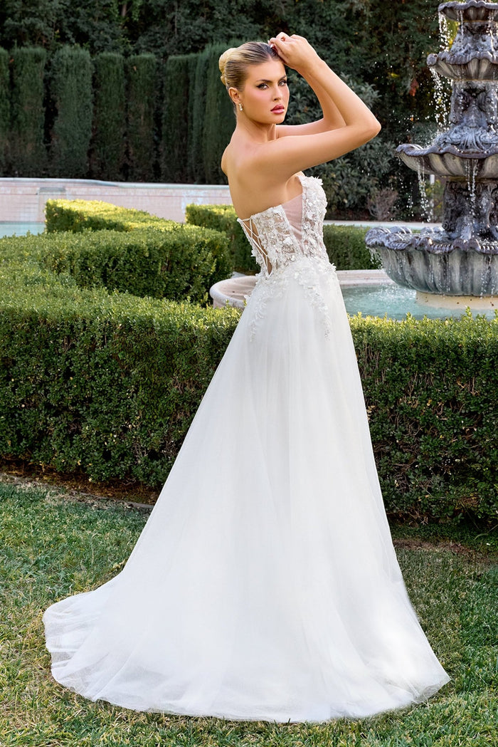 a line wedding dress with floral applique Floral Lace A-Line Wedding Gown with Soft Tulle Skirt MADE TO MEASURE