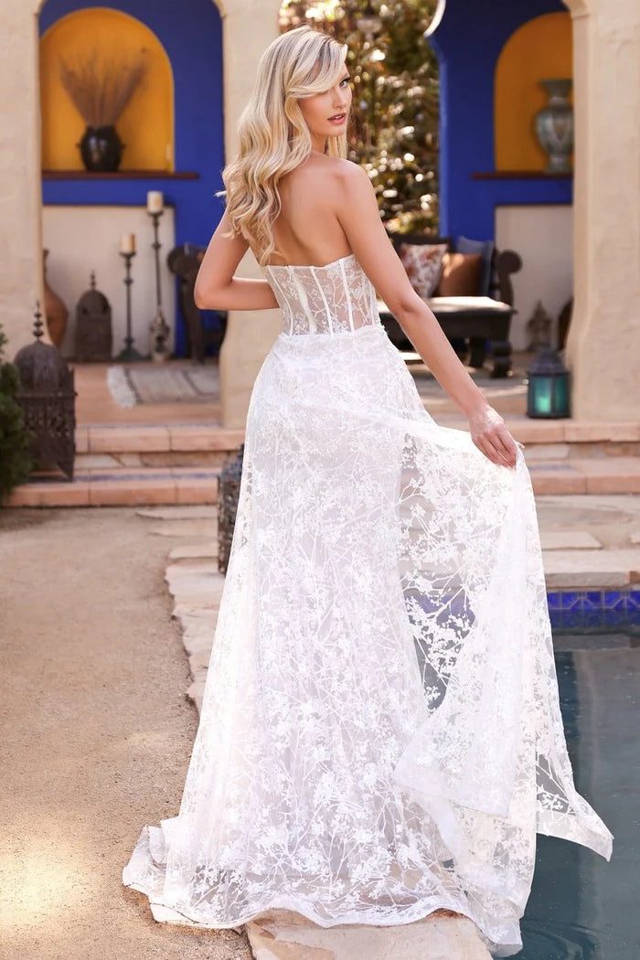 ASTRA Strapless Glitter Tulle Fitted Wedding Dress with Overskirt