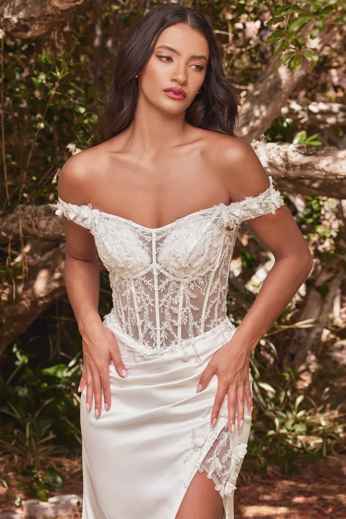 THELMA Off-White Sequin Bustier Satin Wedding Dress