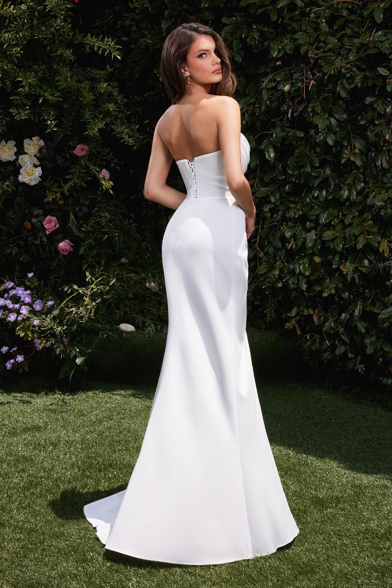 DENISE Off White Strapless Chiffon Corset Wedding Dress