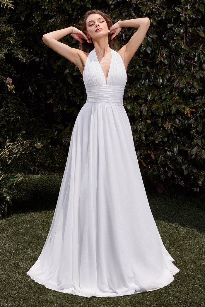 KUSAI Satin Halter A-Line Wedding & Debutante Dress