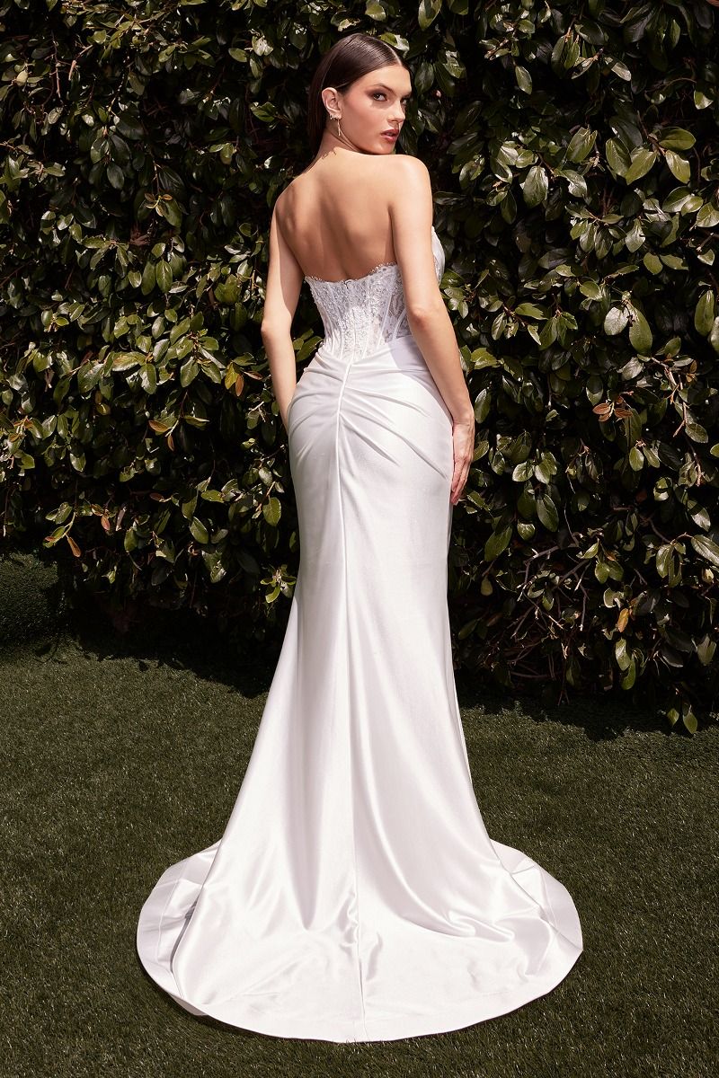 RESMA Off White Satin Lace Appliqué Mermaid Wedding Dress