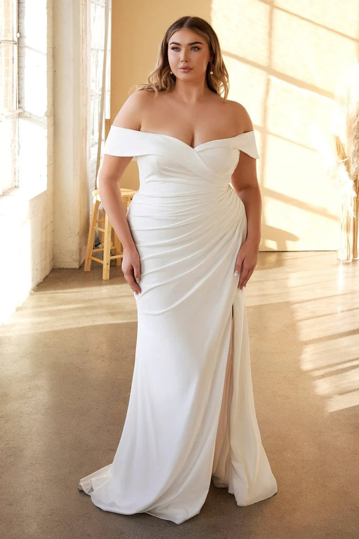 KAILA Curve Off-Shoulder Fitted Satin Wedding Dress