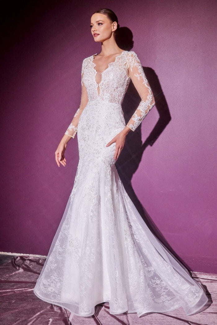 ROBYN Layered Lace Mermaid V-Neck Wedding Dress