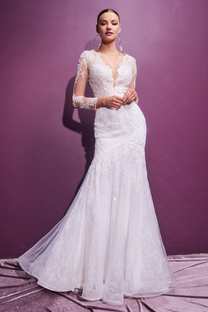 ROBYN Layered Lace Mermaid V-Neck Wedding Dress