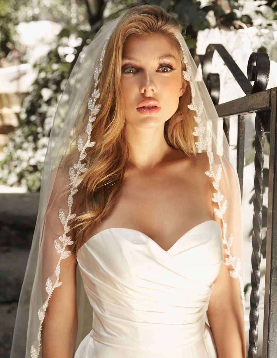 ROWENA Beaded Lace Cathedral Bridal Veil