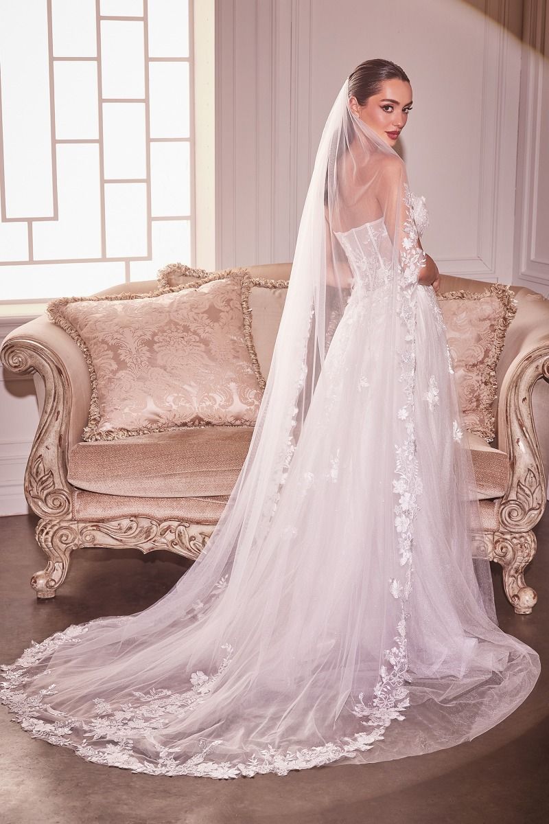 SEVILLE Beaded Floral Chapel Bridal Veil