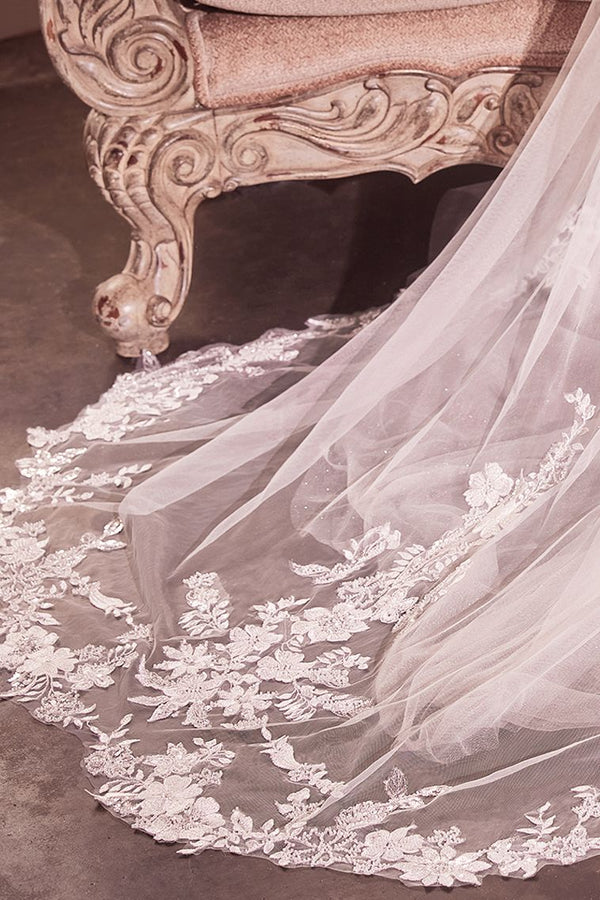 SEVILLE Beaded Floral Chapel Bridal Veil
