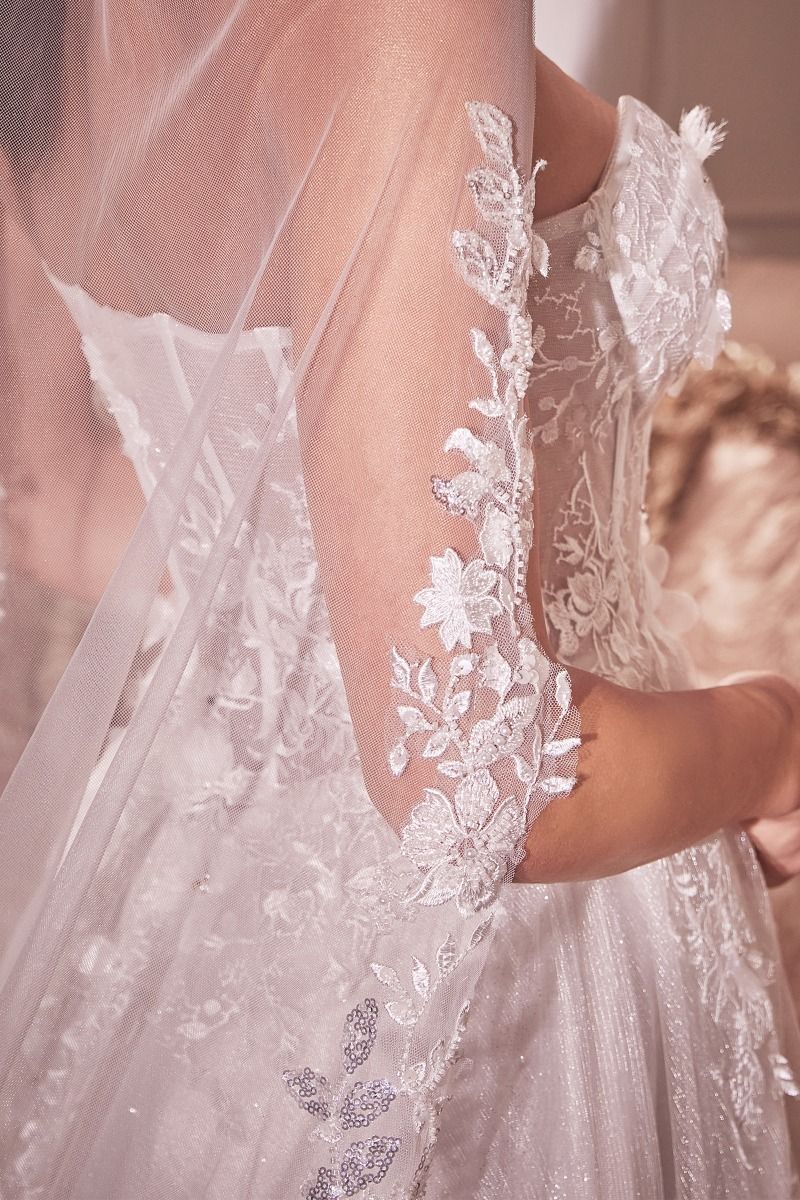 SEVILLE Beaded Floral Chapel Bridal Veil