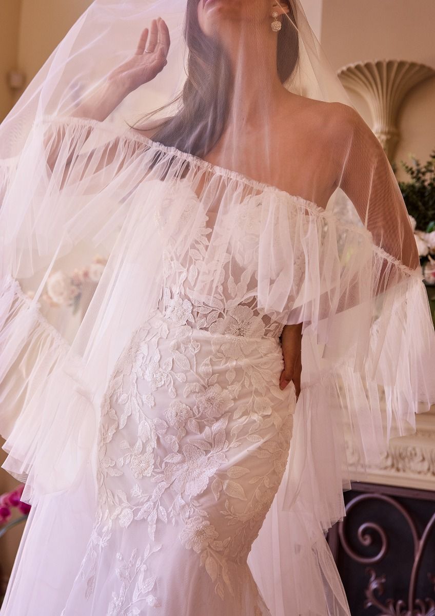 YVETTE Ruffle Edge Two Tier Cathedral Veil