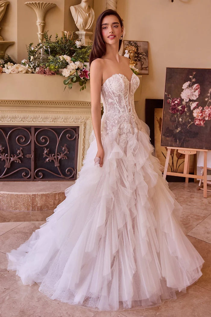 VALERIE Lace Drop Waist Ruffle Wedding Dress